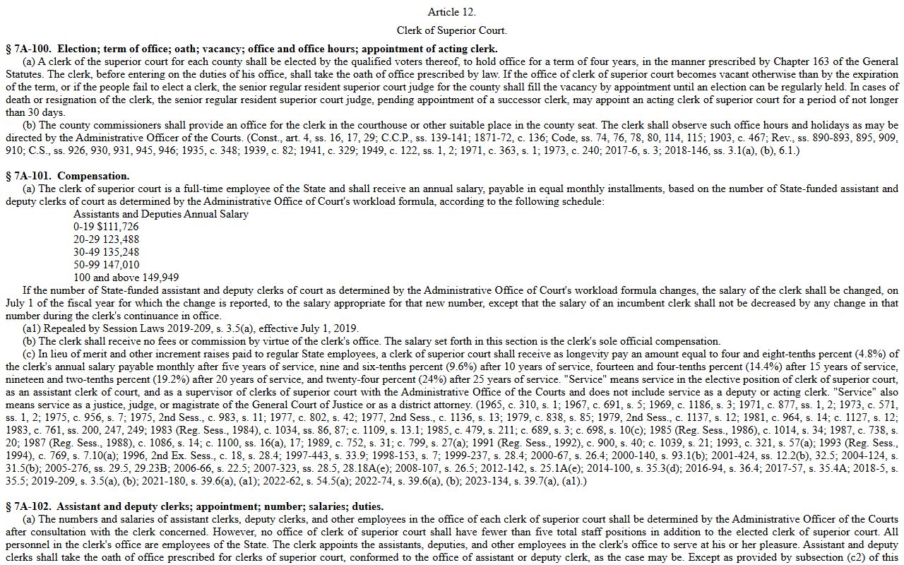 Chatham County Clerk of Superior Court records statute source