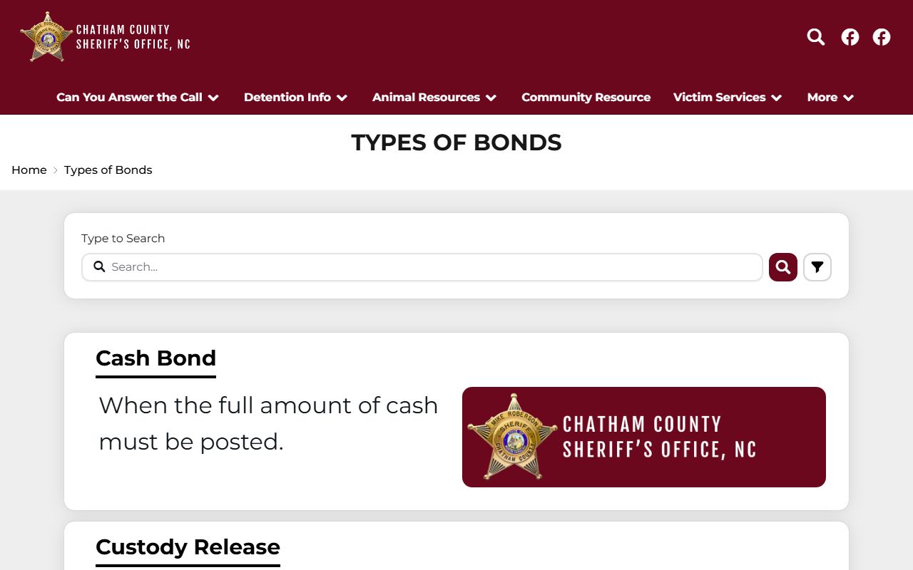 Chatham County arrest records bond types for court charges after arrest