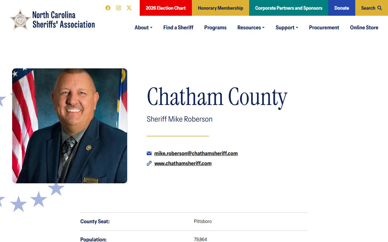 Chatham County arrest records and Sheriff profile contact information