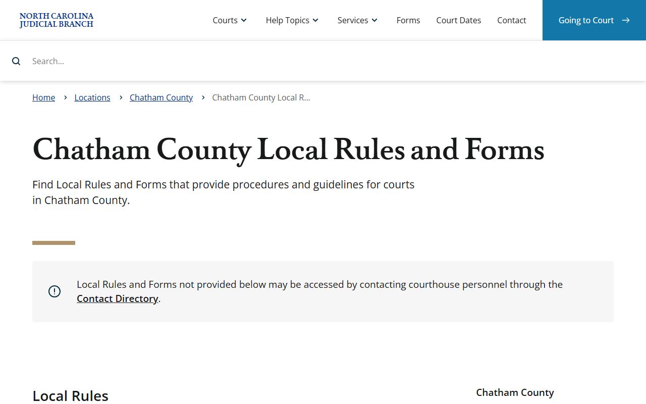 Chatham County court dockets local rules and forms