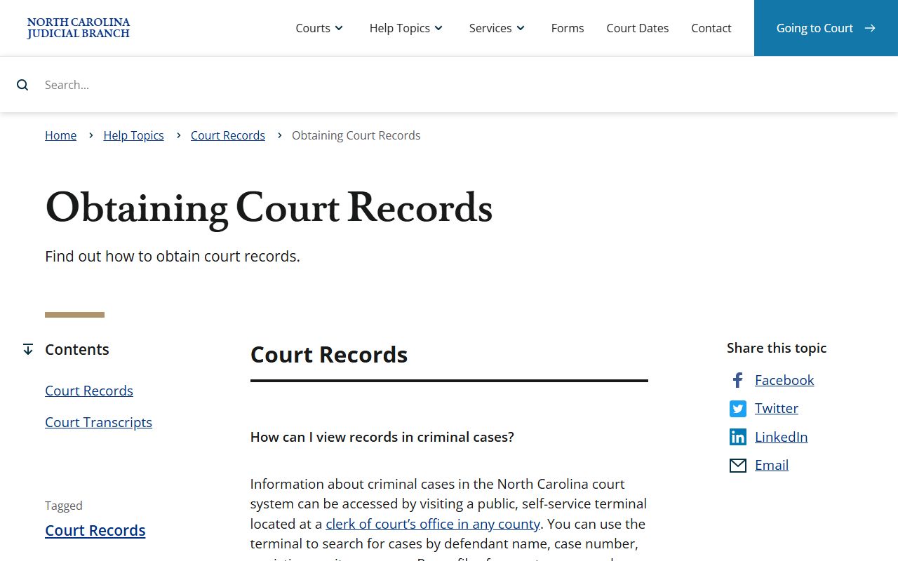 Chatham County court records access help from NC Courts