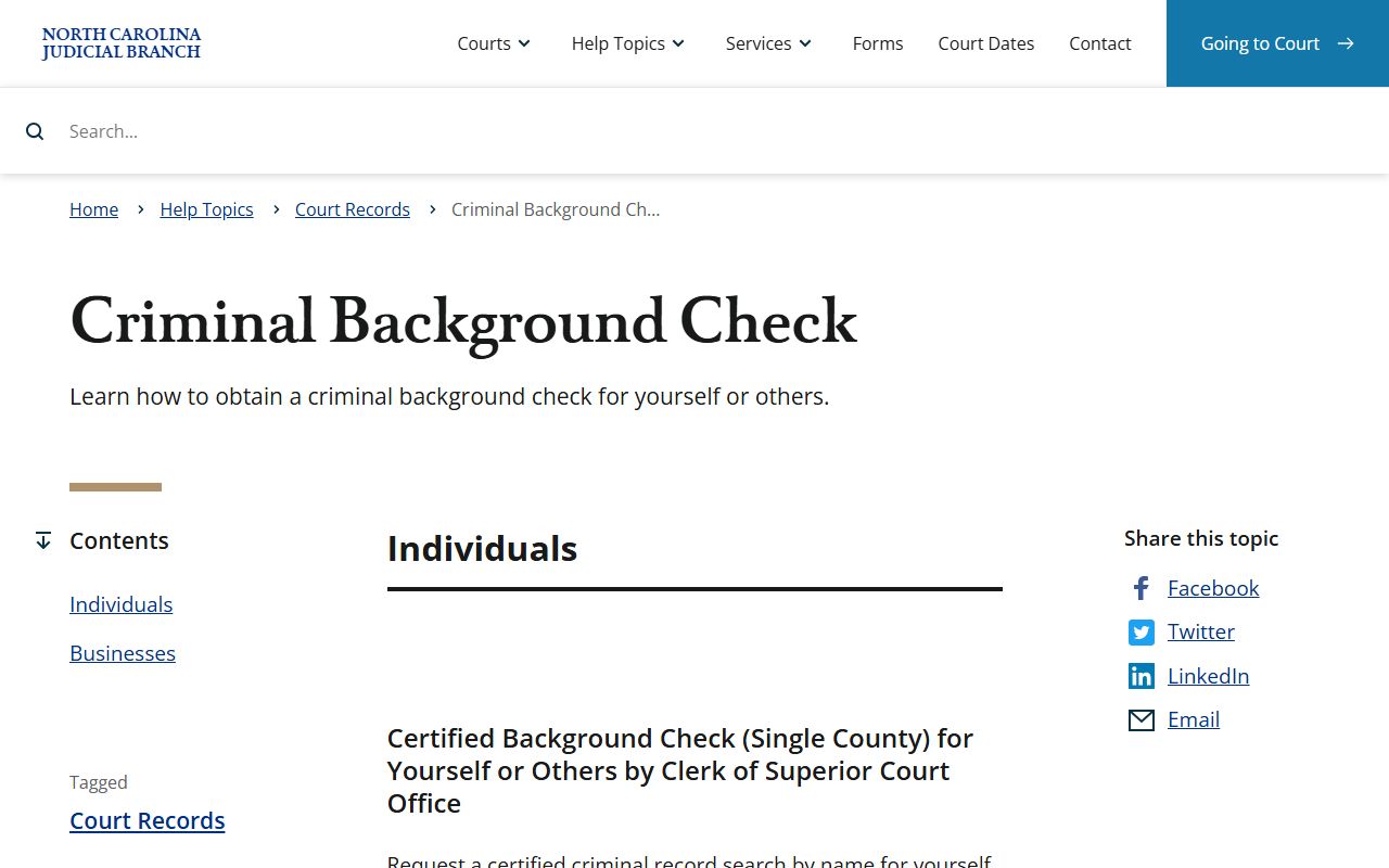 Chatham County court records criminal background check source
