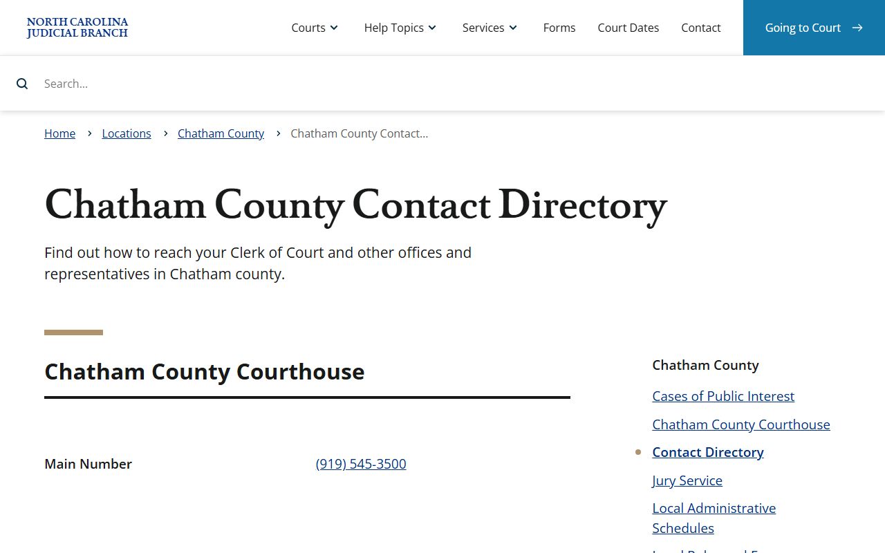 Chatham County Court records contact directory