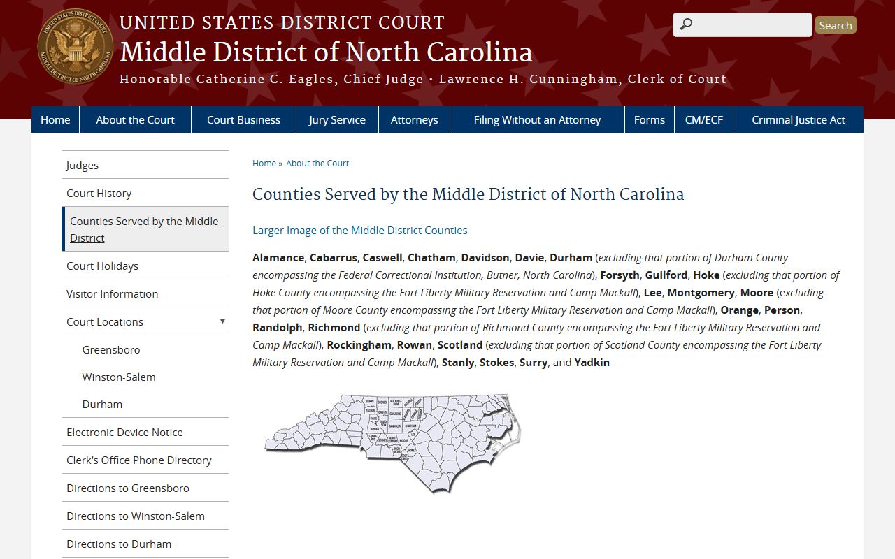 Chatham County Court records Middle District counties served