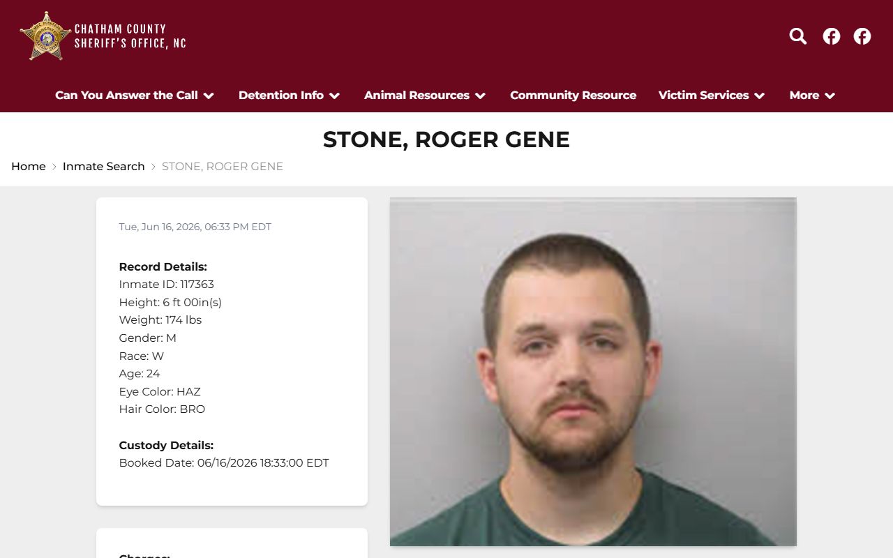 Chatham County inmate search sample inmate profile