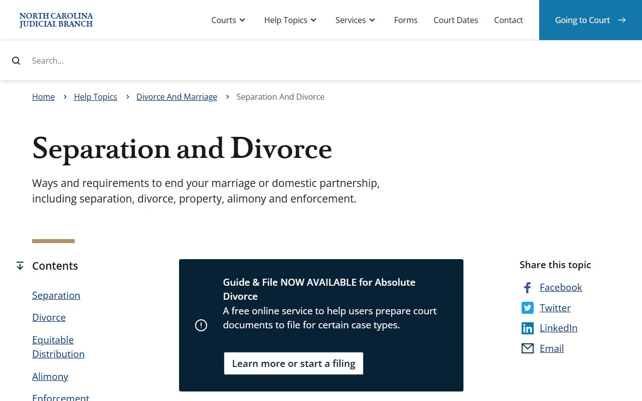 Chatham County divorce records NC separation and divorce help topic