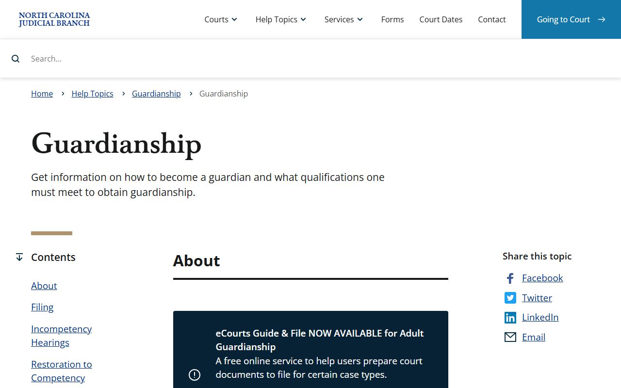 Chatham County probate records NC guardianship help topic