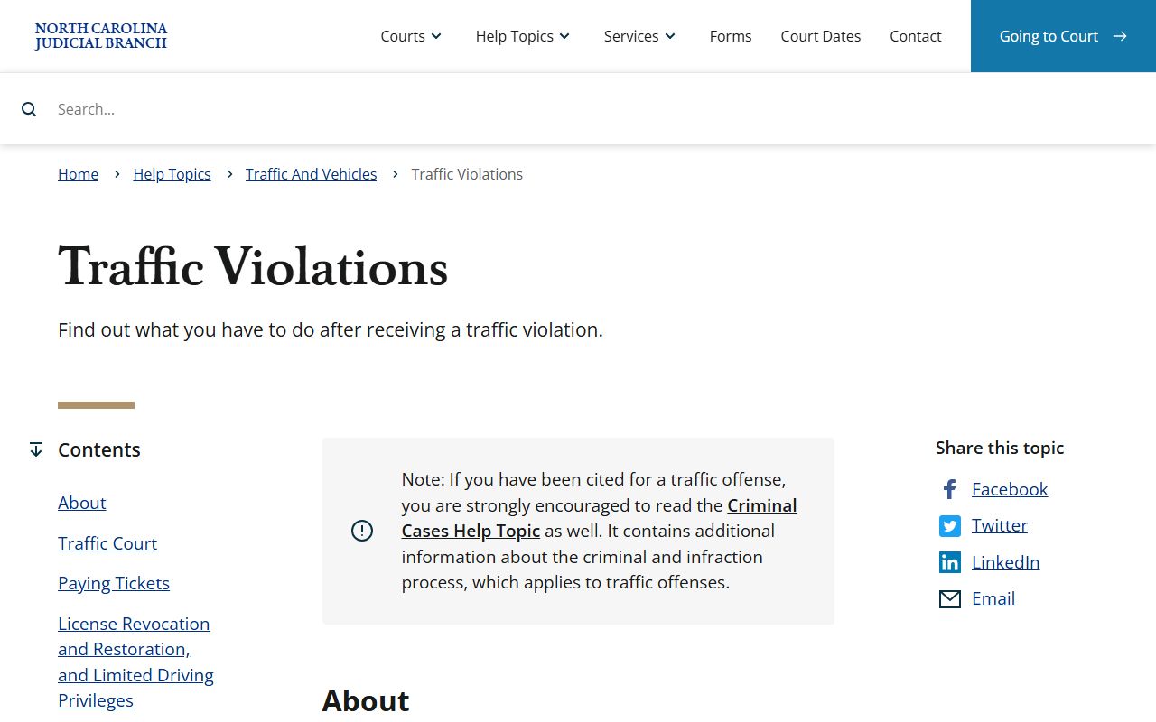 Chatham County traffic court records NC traffic violations help topic